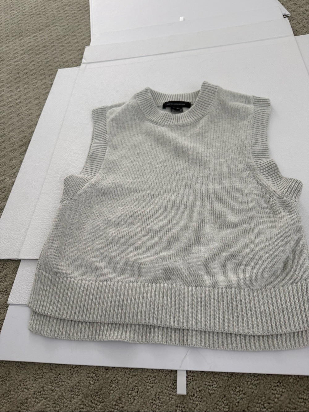 French Connection Light Gray Sleeveless Crewneck Knit Vest